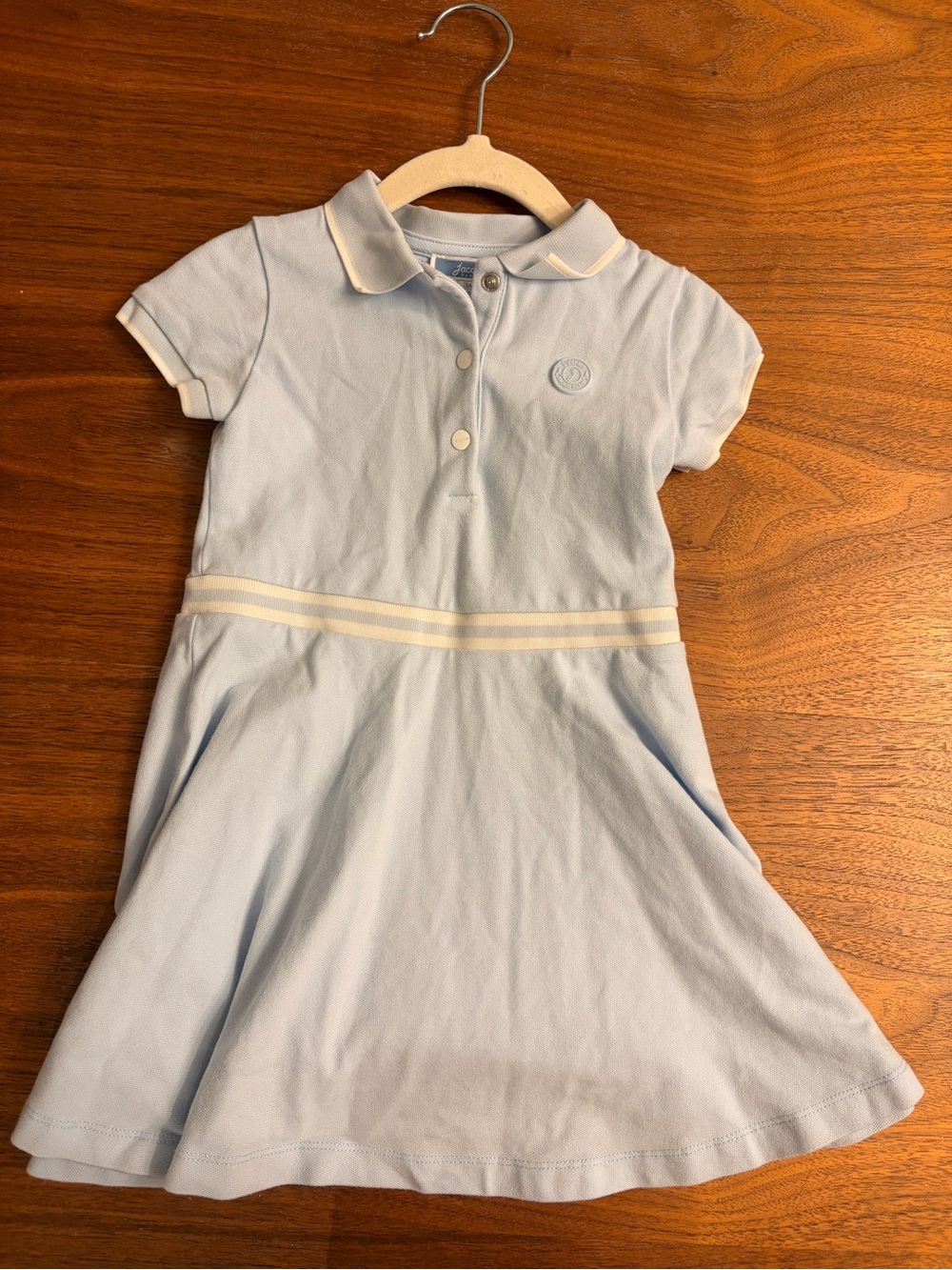 Jacadi Light Blue Polo Dress with Cream Trim